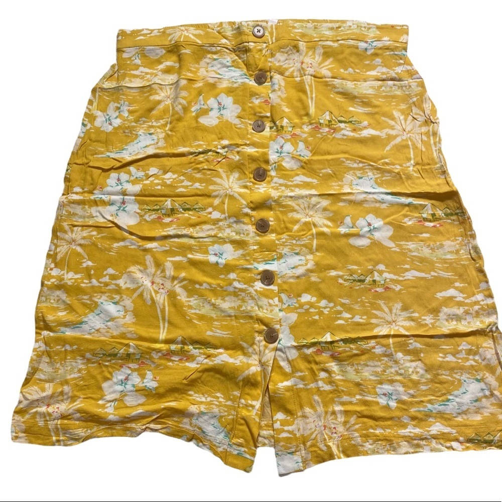Lauren Conrad Tropical Print Skirt Yellow Sz XXL